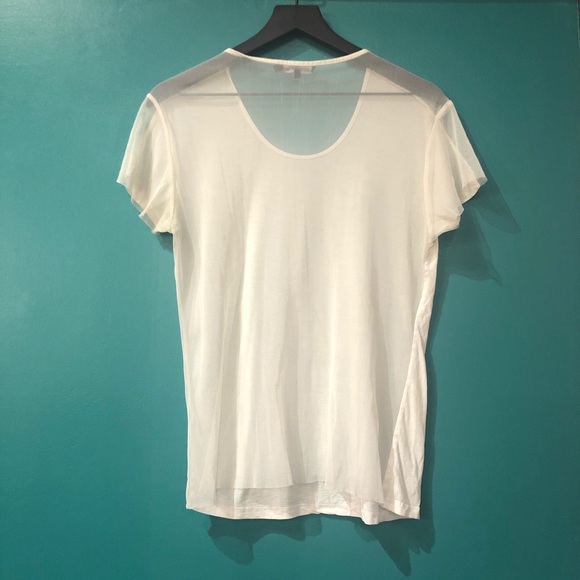 Tess Giberson White Basic Tee Shirt Micro Mesh M - Picture 2 of 3